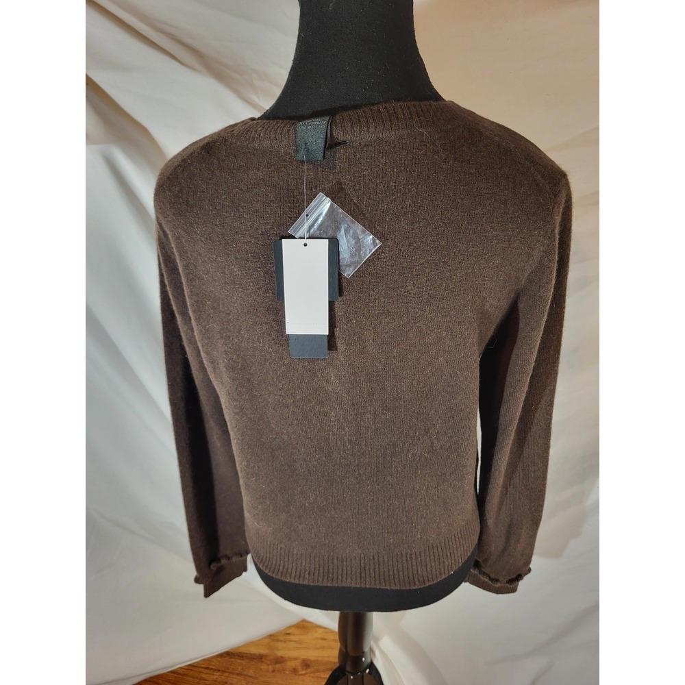 NWT Brown Magaschoni Size Small 100% Cashmere Cardigan Sweater - Picture 4 of 5